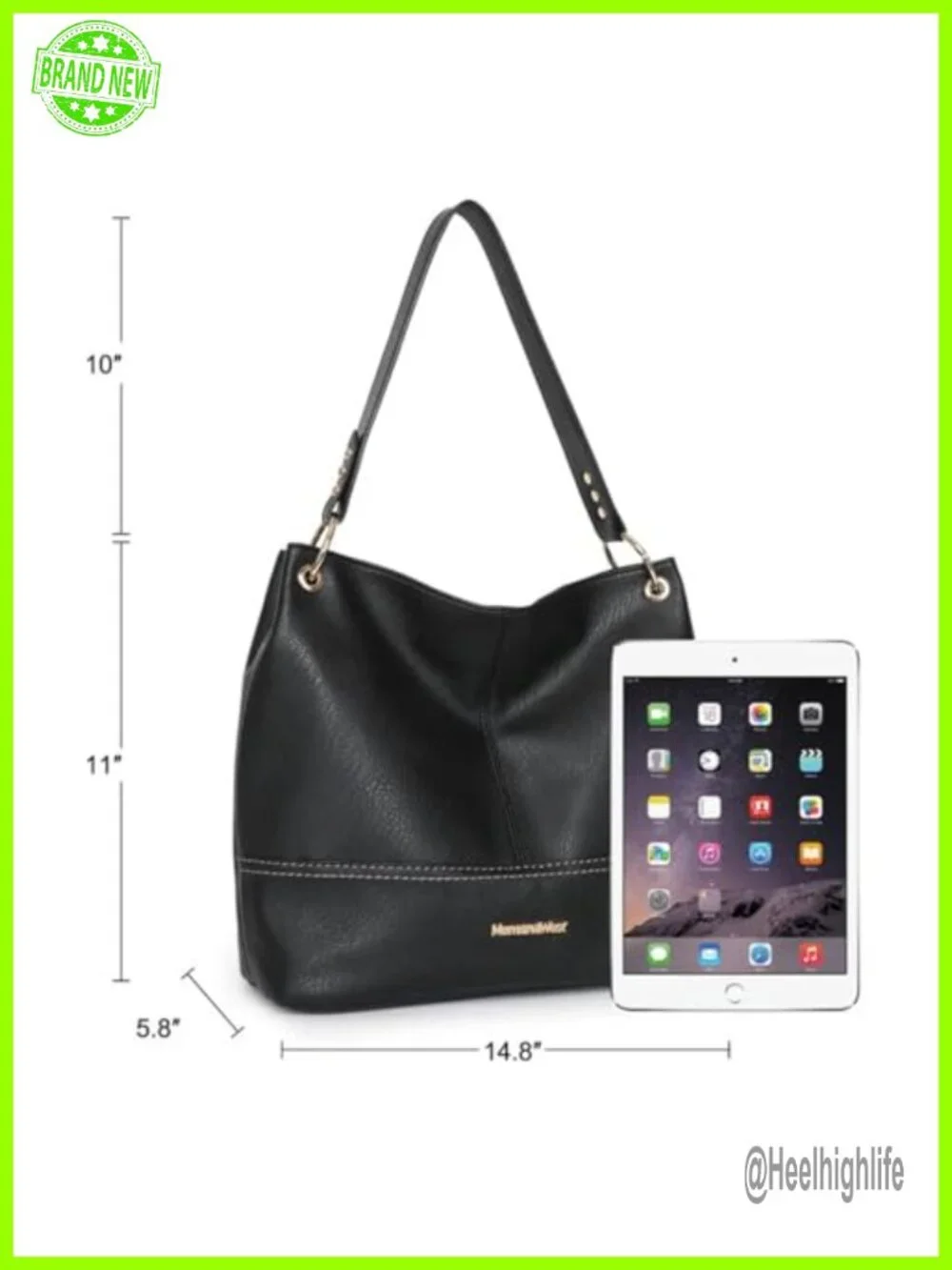 Vegan Leather Hobo Bag Shoulder Handbag Tote Purse with Back Pocket